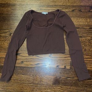 Zara extra small - small brown ribbed long sleeve top